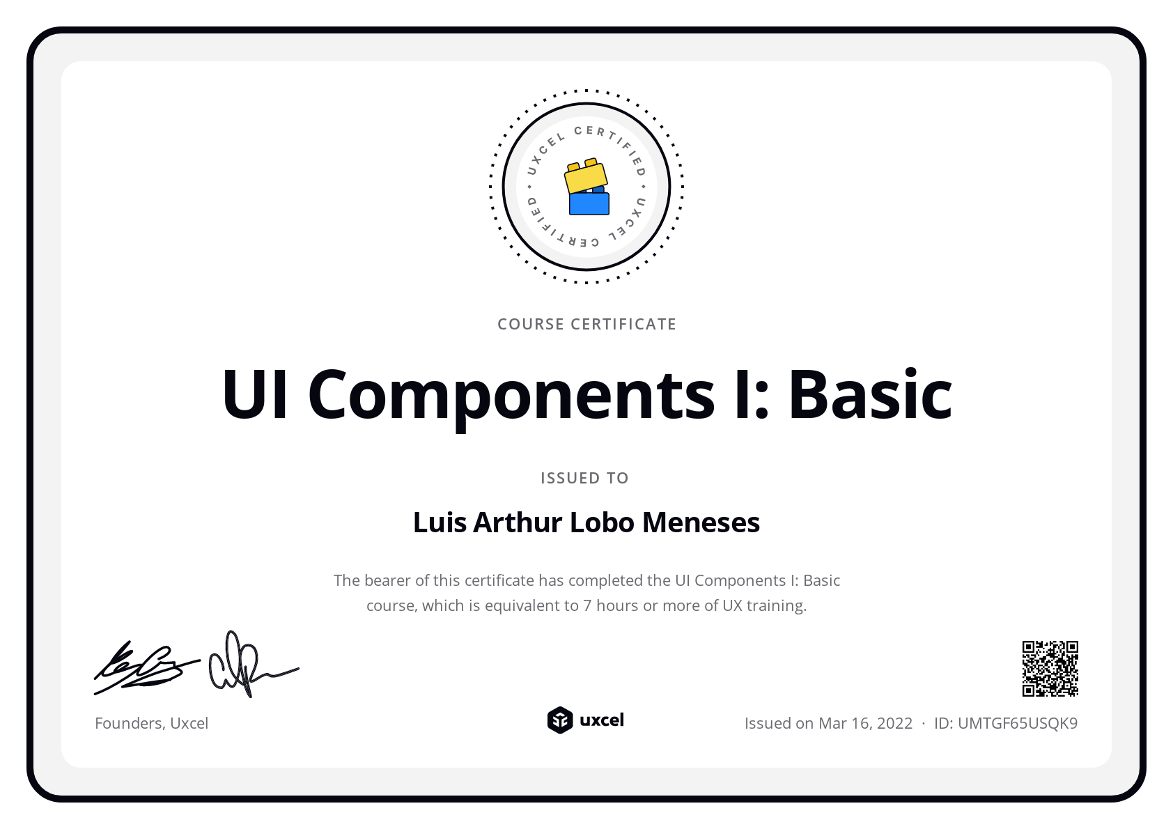 Luis Arthur Lobo Meneses's certificate